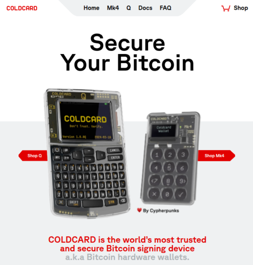 Coldcard wallet - the best Bitcoin hardware wallet in the world.