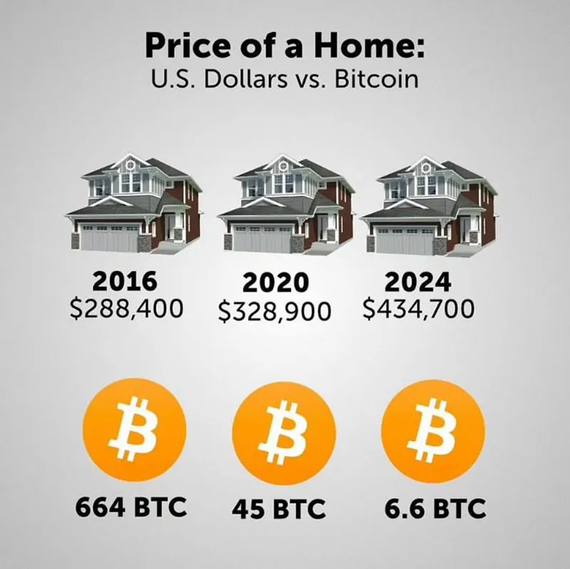 House prices in dollars and bitcoin.